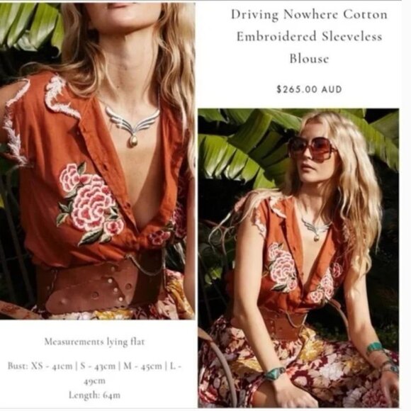 Chasing Unicorns Driving Nowhere Embroidered Blouse NWT S RARE - Picture 5 of 11